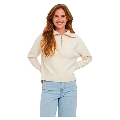 Abbildung von VERO MODA Damen Vmsaba Stripe High Neck Blouse Ga Noos Pullover, Birch 2, M EU