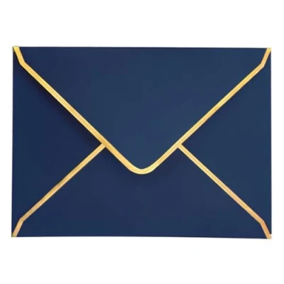 Abbildung von 50 Stücke Einladungumschläge, Blaue Luxuriöser Umschläge 18.5x13.5cm Miniatur Kuverts 5&quot;x 7&quot; mit V Klappe Briefumschläge Goldfolienrand für Hochzeiten, Einladungen, Party, Grußkarten