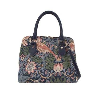 Abbildung von Signare Tapisserie Handtaschen Damen, Umhängetasche damen schultertasche und Umhängetaschen mit William Morris Designs (Erdbeerdieb Blau)