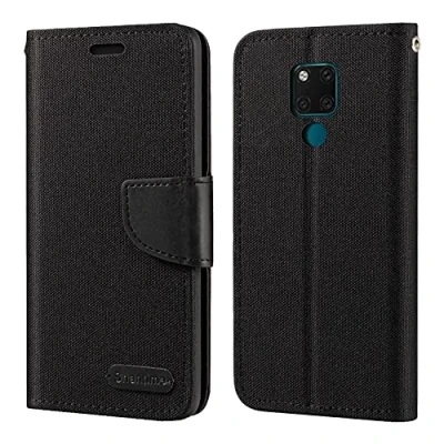 Abbildung von Shantime Huawei Mate 20 X Hülle, Oxford Leder Wallet Case mit Soft TPU Back Cover Magnet Flip für 5G Schwarz