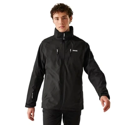 Abbildung von Regatta Herren Men&#039;s Waterproof Jacket Calderdale V Durchgehender Reißverschluss, wasserdichte Jacke, Black, XL