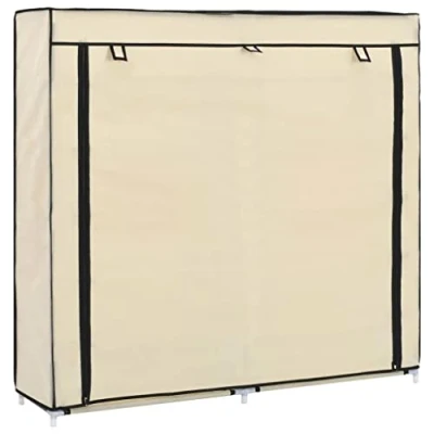 Abbildung von vidaXL Schuhschrank mit Abdeckung 5 Ebenen Schuhregal Schuhständer Schuhablage Stoffschrank Schuhaufbewahrung Schuhorganizer Cremeweiß 115x28x110cm Stoff