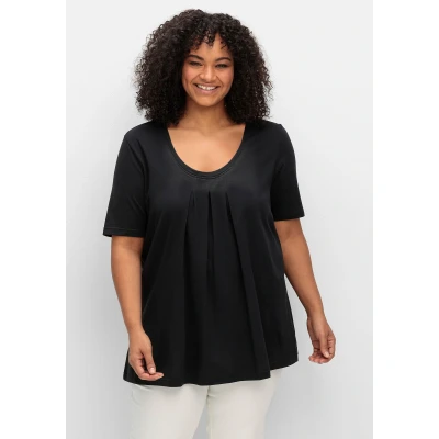 Abbildung von Sheego Shirt IN Alinie Tshirt basic, Damen, Größe: 44/46, Schwarz