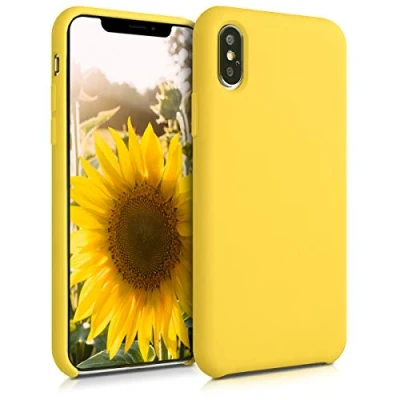 Abbildung von kwmobile Hülle kompatibel mit Apple iPhone XS Max Silikon Handy Case Handyhülle weiche Oberfläche kabelloses Laden Strahlend Gelb