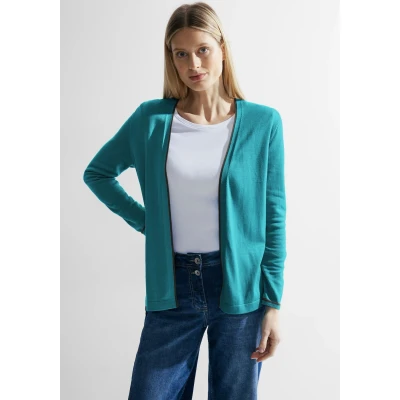 Abbildung von Cecil Offener Basic Strickjacke, Damen, Größe: Large, Türkis
