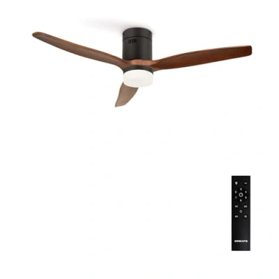 Abbildung von CREATE / WINDCALM/Deckenventilator mit Beleuchtung Schwarz Dunkelholzflügel Fernbedienung 40W, Leise, Ø132 cm, 6 Geschwindigkeiten, Timer von 1 bis 4 Std., DC Motor, Sommer Winterbetrieb