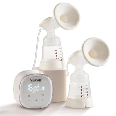 Abbildung von VEVOR Elektrische Doppelmilchpumpe 7W Brustpumpe Milchpumpe 280±20mmHg Stillpumpe mit 4 Modi und 16 einstellbaren Stufen ≤45dB Ultra leise Sorgenfreies Abpumpen Muttermilch unterwegs