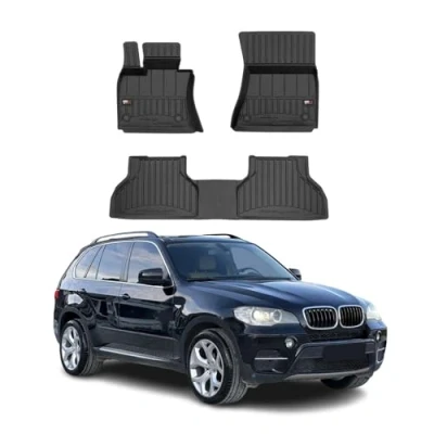 Abbildung von Fußmatten Gummimatten kompatibel mit BMW X5 E70 2006 2013 OMAC Premium 3D Schwarz TPE Gummi