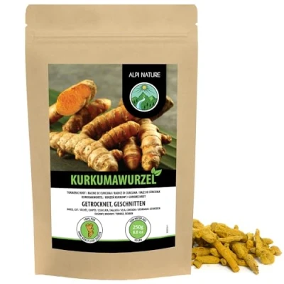 Abbildung von Kurkumawurzel geschnitten (250g), Kurkuma Wurzel, Tee, Kurkumastücke geschrotet, Kurkumatee 100% natürlich, ohne Zusätze, Wurzel