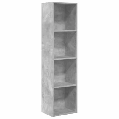 Abbildung von vidaXL Bücherregal, Bücherschrank Regal mit Stauraum, Standregal für Wohnzimmer Büro, Büroregal Aktenregal Aufbewahrungsregal, Betongrau Holzwerkstoff