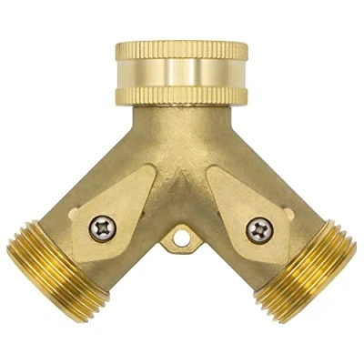 Abbildung von VARIOSAN 2 Wege Y Verteilerstück 10964, 3/4&quot; AG, Messing, mit Absperrhähnen