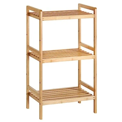 Abbildung von SONGMICS Bambusregal, Küchenregal, Badregal, Bücherregal, Standregal mit 3 Ablagen, 31,5 x 45 80 cm, für Bad, Küche, Wohnzimmer, Schlafzimmer, Balkon, naturfarben BCB073N01
