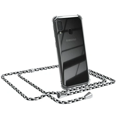 Abbildung von EAZY CASE Handykette kompatibel mit Samsung Galaxy A20e Handyhülle Umhängeband, Handykordel Schutzhülle, Silikonhülle, Hülle Band, Stylische Kette für Smartphone, Schwarz Camouflage