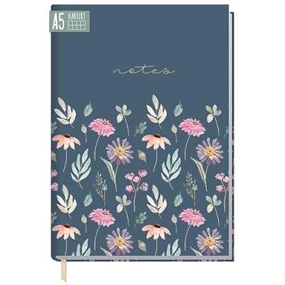 Abbildung von Notizbuch A5 kariert &quot;Flying Flowers&quot; von Trendstuff by Häfft 124 Seiten, 62 Blatt ideal als Tagebuch, Bullet Journal, Ideenbuch, Schreibheft nachhaltig &amp; klimafreundlich