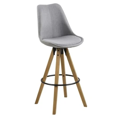 Abbildung von AC Design Furniture Barhocker Nadia, B: 48,5 x T:55 H: 111,5 cm, Stoff light grey