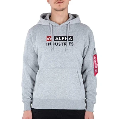 Abbildung von Alpha Industries Block Logo Hoody Kapuzensweat für Herren Grey Heather