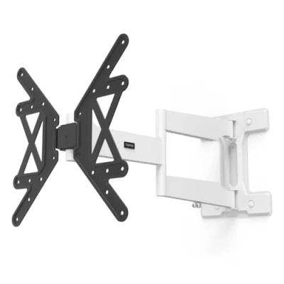 Abbildung von Hama TV Wandhalterung schwenkbar, neigbar, langer Arm (TV 32 65 Zoll, VESA 100x100 bis 400x400, 50kg, ausziehbare Halterung, mit fischer Dübeln) schwarz weiß