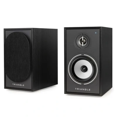 Abbildung von Triangle BOREA BR02 Connect Aktivlautsprecher Bluetooth Regallautsprecher mit 2X 50W Verstärker HD Audio Arc &amp; USB Phono/TV Plattenspielereingänge 176 x 310 274 mm Schwarz (Paar)