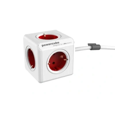 Abbildung von Segula Tischsteckdose PowerCube ext. 5fach Rot 1, 5m 50450