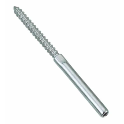 Abbildung von Terminal mit Holzgewinde rechts für Drahtseil 3 mm Gewinde 6 Edelstahl 316 (A4)