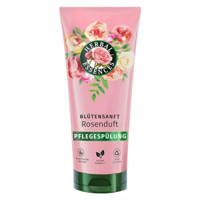 Abbildung von Herbal Essences Blütensanft Pflegespülung Mit Rosenduft 250ml. Von stumpfem Haar zu seidig glänzendem Haare, Rosenessenz, Inhaltsstoffe natürlichen Ursprungs, Vegan