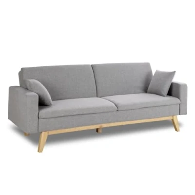 Abbildung von Don Descanso, Reine 3 Sitzer Schlafsofa, Stoffpolsterung, Farbe Grau, Buch oder Clic Clac Öffnungssystem, Sofagröße: 201 x 73 79 cm, Bettgröße: 99 42 inklusive 2 Kissen