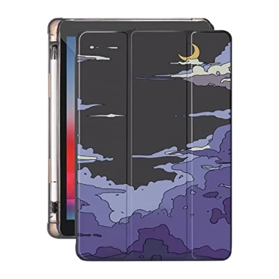 Abbildung von Cecey jdz Hülle Für Ipad Pro 12.9 Zoll (2022/2021/2020, 6./5./4. Generation) Smart Slim Schutzhülle Trifold Standschale Mit Stifthalter Auto Wake/Sleep(Abstrakte Anime Nachtszene)