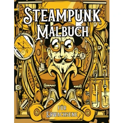Abbildung von Steampunk Malbuch für Erwachsene: Entspannende Retro Designs mit Zahnrädern, Mode &amp; mechanischen Themen Kreative Auszeit Männer, Frauen Jugendliche
