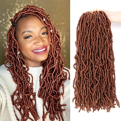 Abbildung von Faux Locs Crochet Hair Kanekalon Kunsthaar Braids Extensions Zum Einflechten Fake Haarverlängerung Set (45.7CM （Pack of 7), #30)