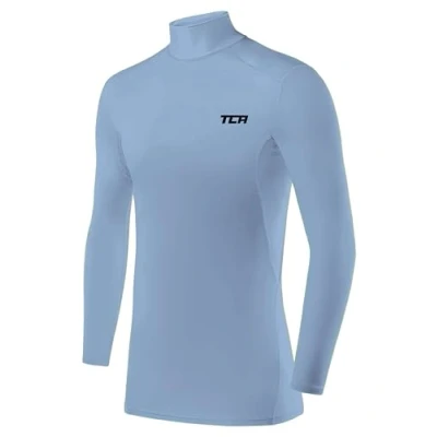 Abbildung von TCA Herren HyperFusion Kompressionsshirt Atmungsaktiv Langarm Funktionsshirts Schnell Trocknend Sportshirt Laufshirt Mock Neck Hellblau, S