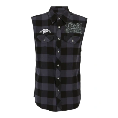 Abbildung von Brandit Herren Ozzy Checkshirt Sleeveless Hemd, Black_Grey_ch, 4XL