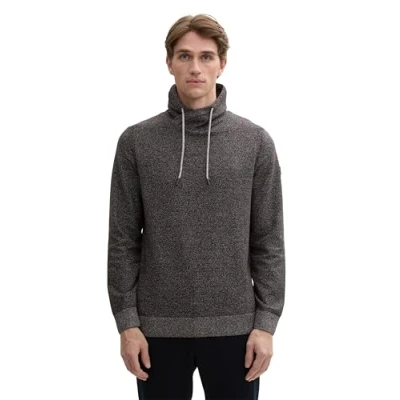 Abbildung von TOM TAILOR Herren Strickpullover mit Schalkragen, 37119 Black Purple White Multicolor, L