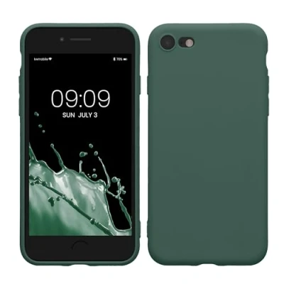 Abbildung von kwmobile Handyhülle kompatibel mit Apple iPhone SE (2022) / (2020) 8 7 Hülle Handy Case aus weichem Silikon in Tannengrün