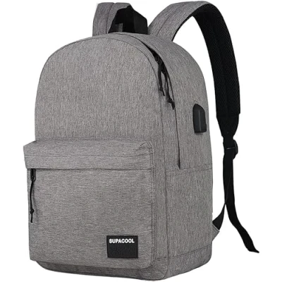 Abbildung von SUPACOOL Leichter Casual Laptop Rucksack mit Fach 15,6 Zoll für Männer und Frauen, College(Hellgrau)