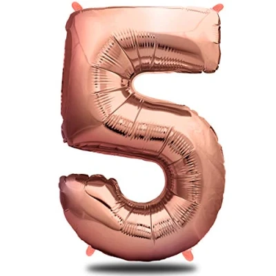 Abbildung von envami® Folienballon Zahl Geburtstagsdeko Rosegold 100cm Deko zum Geburtstag Luftballon Zahlen Dekoration Happy Birthday Mädchen Fliegt mit Helium (Zahl 5)