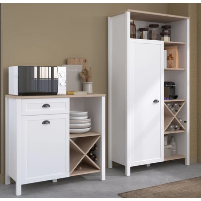 Abbildung von Parisot Schrank Set &quot;Cottage 1&quot;, (Set, 2 St., Buffet und Beistellschrank), Viel Stauraum, Flaschenregal, Metallgriffe, MDF, melaminbeschichtet