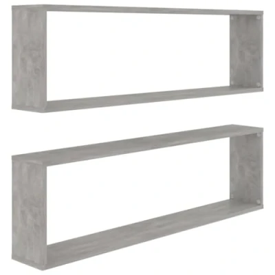 Abbildung von vidaXL 2X Würfelregal Wandregal Hängeregal Cube Lounge CD Regal Dekoregal Bücherregal Schweberegal Wandboard Regalwürfel Betongrau 100x15x30cm Holzwerkstoff