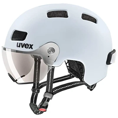 Abbildung von uvex rush visor leichter City Helm für Damen und Herren mit Visier inkl. LED Licht cloud matt 58 61 cm