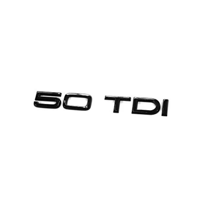 Abbildung von Schriftzug 50 TDI schwarz Tuning Exclusive Black Edition Emblem Aufkleber Logo