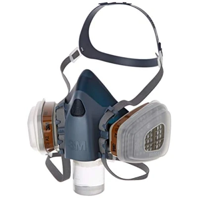 Abbildung von 3M Gase &amp; Dämpfe Maskenset mit 1 Stück 7503 Halbmaske (Größe L), 2 6055 A2 Gasfilter, 4 5935 P3R Partikelfilter, 501 Deckel, 7523L, EN Sicherheit zertifiziert