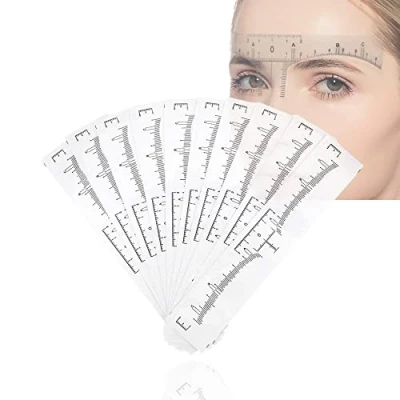Abbildung von Augenbrauen Schablone, 100 Teile/Satz Einweg Lineal Make Up Microblading Tattoo Schablone Messung, für Aufkleber Positioniert