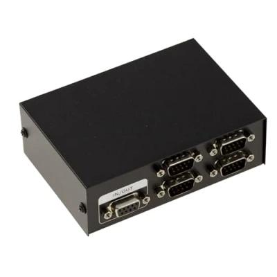 Abbildung von KALEA INFORMATIQUE RS232 Serial Sharing Box RS 232 Switch mit 4 Ports. Umkehrbar, Eingänge zu 1 Ausgang ODER Eingang Ausgängen.