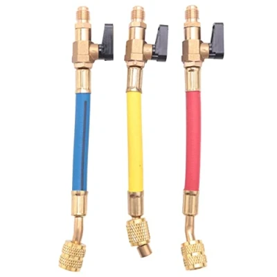 Abbildung von Qwertfeet 3 Stücke R134A R410A R22 R12 800 Manifold Manometer Set A/C Kältemittel Füllschlauch Druck HVAC Füllschläuche Mit
