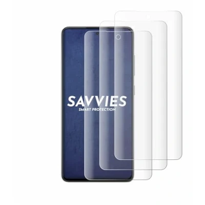 Abbildung von Savvies 4 Stück Full Screen Schutzfolie für Samsung Galaxy A52s 5G Cover Displayschutz Folie [3D Curved, Transparent, Anti Fingerabdruck]