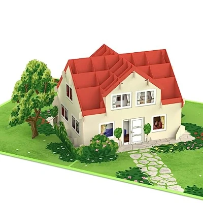 Abbildung von papercrush® Pop Up Karte Haus mit Garten 3D Glückwunschkarte zum Richtfest, Geldgeschenk Hausbau, Hauskauf &amp; Einzug ins neue Eigenheim, Abschiedskarte Umzug für Nachbarn, Welcome Home