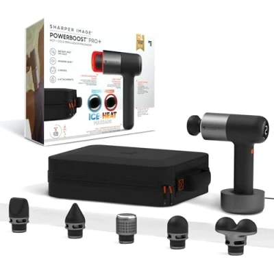 Abbildung von Sharper Image Massagepistole Fitness Hot &amp; Cold Aufsatz, Massagegun, mit Kälte / Wärmefunktion 6 Massageköpfen