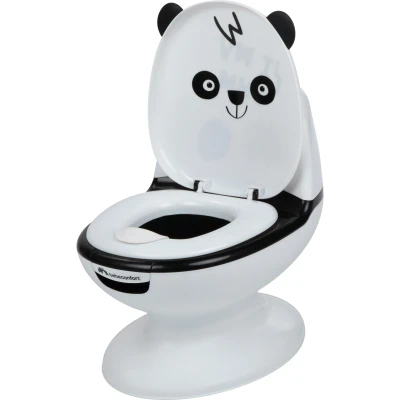 Abbildung von Bebeconfort Minitoilette, Töpfchen Baby, 14 Jahre, 020 kg, lebensechtes Design mit Spritzschutz, echtes Spülgeräusch, abnehmbare Schüssel, leicht zu reinigen, Gummifuß, Panda Bär