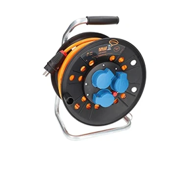 Abbildung von Kalle DAS KABEL Kabeltrommel Schuko 2,5 mm² Extreme Signal Orange IP44 25 Meter (Kabellänge 2500 m)