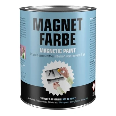Abbildung von Milacor Magnetfarbe für Innen grau lösemittelfreie Wandfarbe überstreichbar, umweltfreundlich 1 Liter