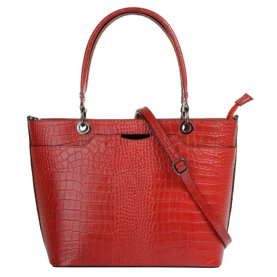 Abbildung von Cluty Handtasche Echt Leder Damen Made in Italy, Smartphonefach, Kroko Umhängetasche, Damentasche aus Rindleder, Crossbody Bag mit Reißverschluss 021322